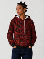 "Shaka" Burgundy Hoodie — front view on model