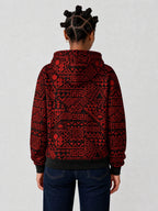 "Shaka" Burgundy Hoodie — back view on model