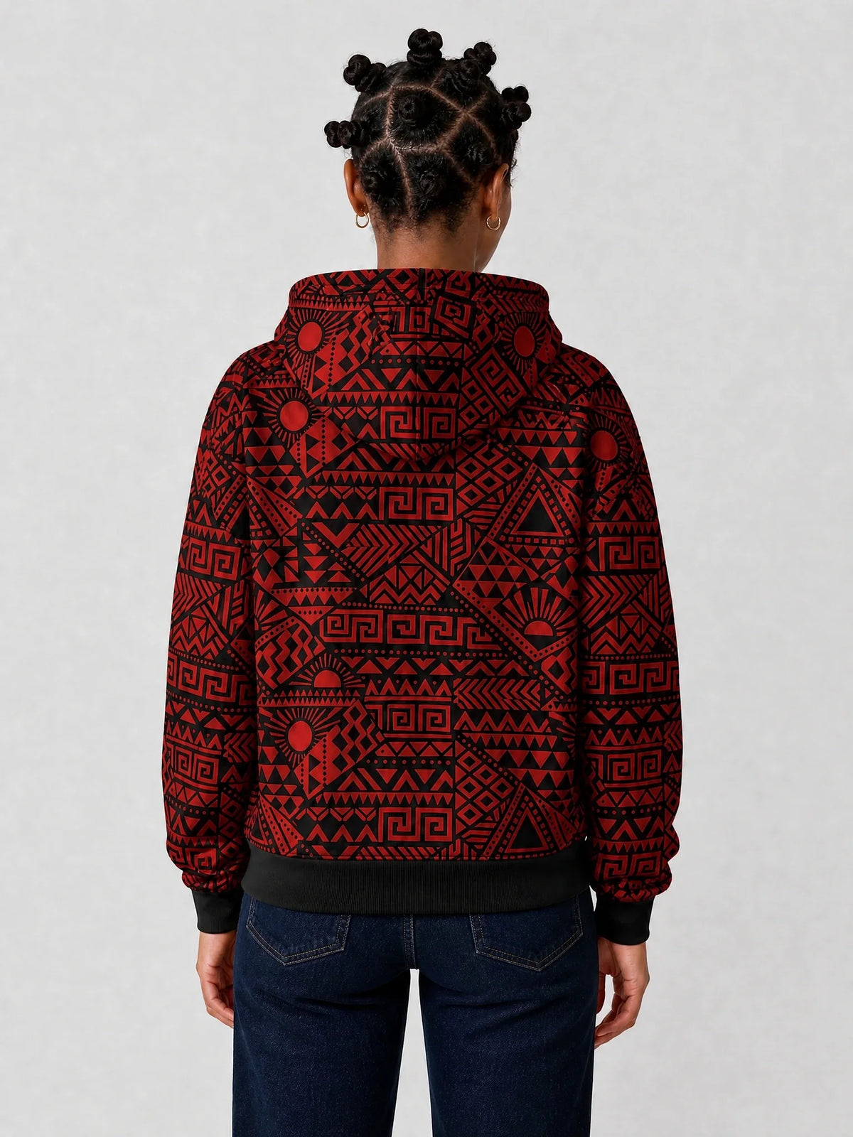 "Shaka" Burgundy Hoodie — back view on model