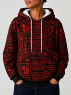 "Shaka" Burgundy Hoodie — close-up on model