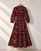 "Shaka" Burgundy Long Puff Sleeve Dress