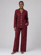 "Shaka" Burgundy Pajama Set — front view on model