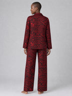 "Shaka" Burgundy Pajama Set — back view on model