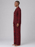 "Shaka" Burgundy Pajama Set — side view on model