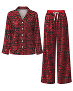 "Shaka" Burgundy Pajama Set — flat lay of the shirt and pants