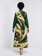 "Shanga" Long Sleeve Maxi Dress — back view on model