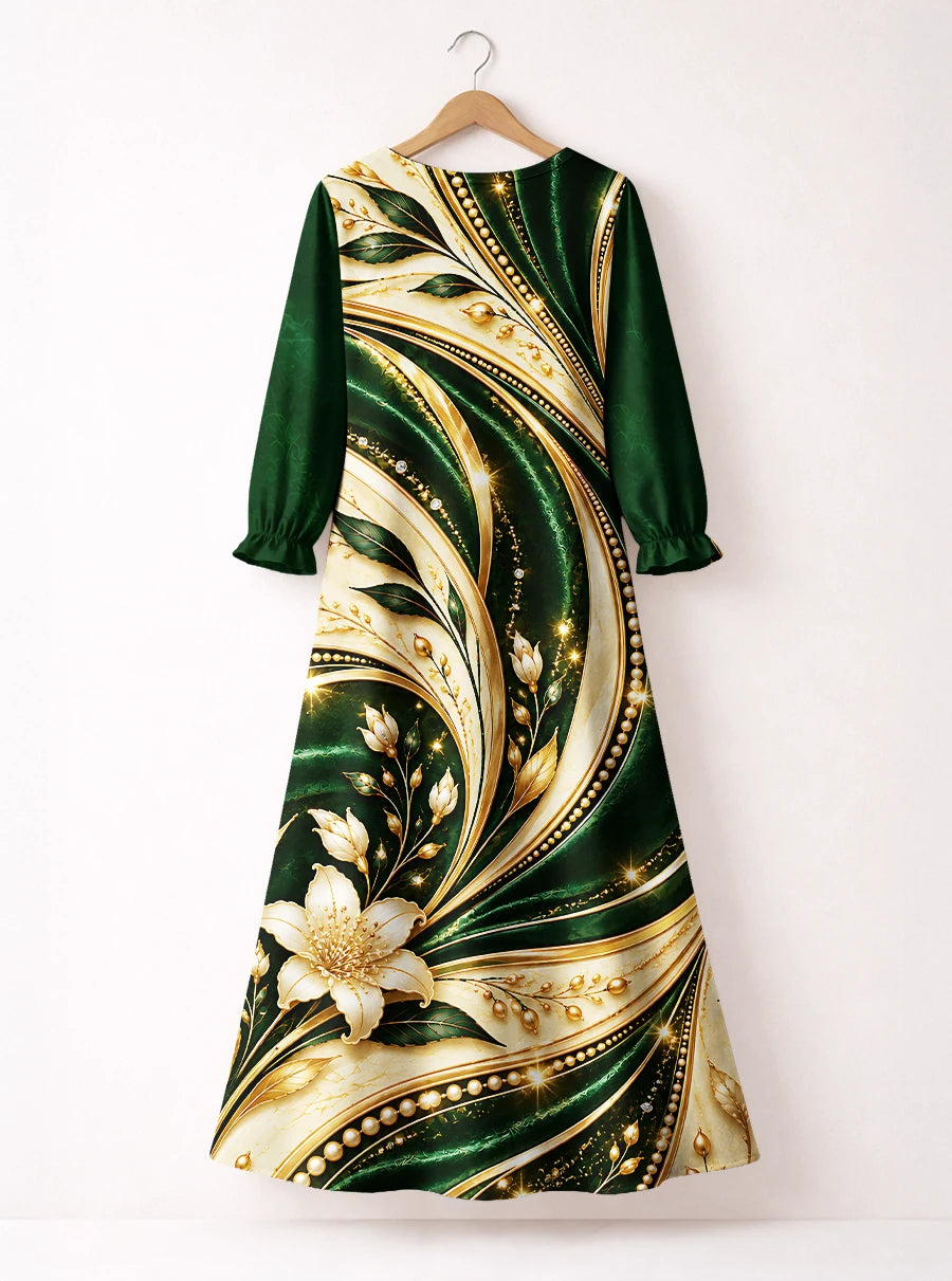 "Shanga" Long Sleeve Maxi Dress — back flat