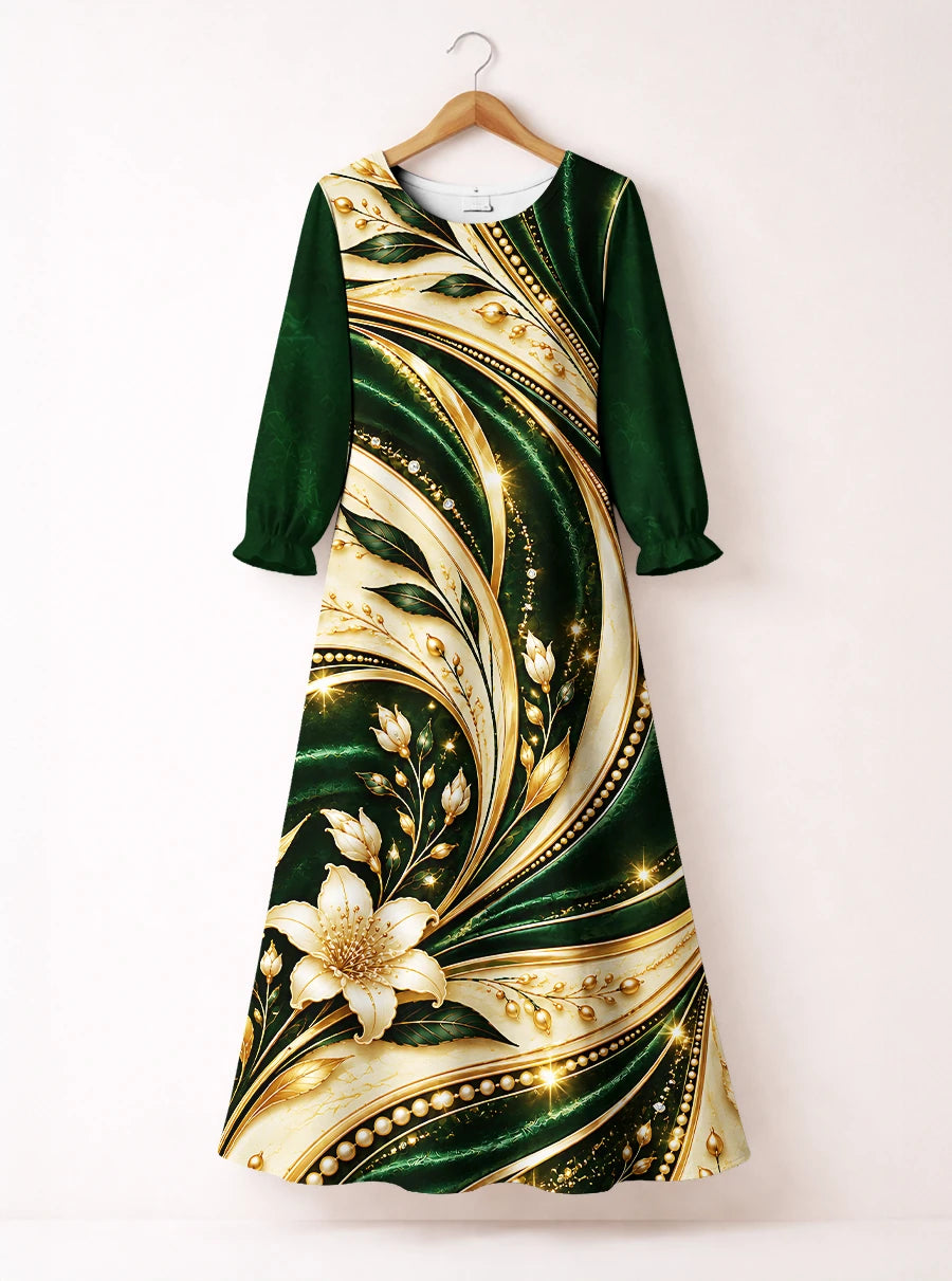 "Shanga" Long Sleeve Maxi Dress — front flat
