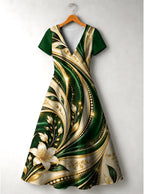"Shanga" V Neck Midi Dress — front flat