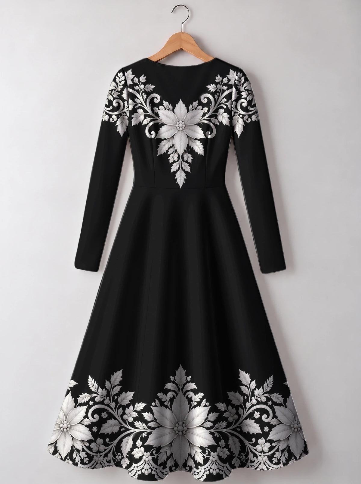 "Shwari" Long Sleeve Sweetheart Midi Dress — back view