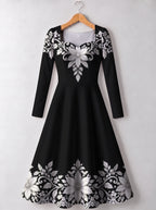 "Shwari" Long Sleeve Sweetheart Midi Dress — front view
