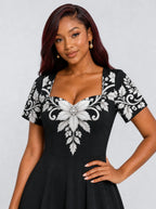 "Shwari" Sweetheart Midi Dress — styled on model