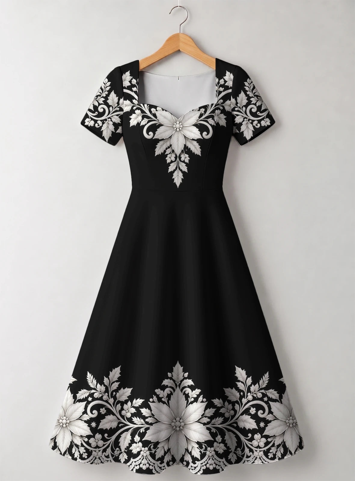 "Shwari" Sweetheart Midi Dress — front flat