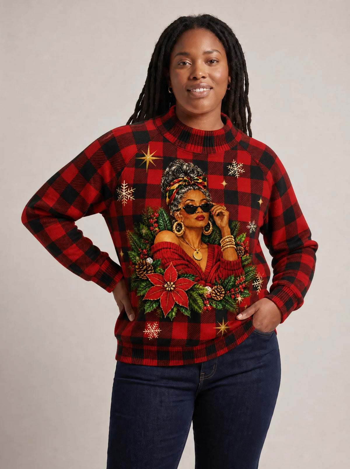 "Sikukuu" Christmas Sweatshirt — styled view on model