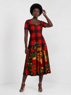 "Sikukuu" Christmas Sweetheart Midi Dress — styled on model