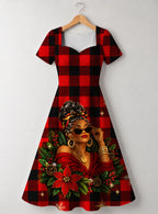 "Sikukuu" Christmas Sweetheart Midi Dress — front flat