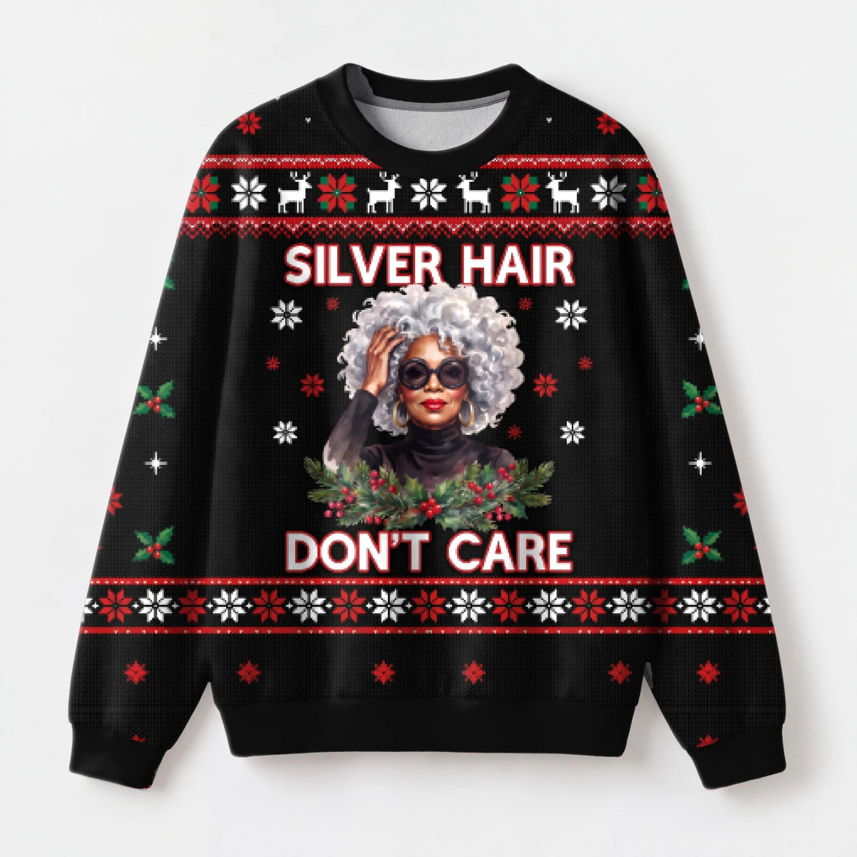 "Silver Fox" Christmas Sweatshirt — front view