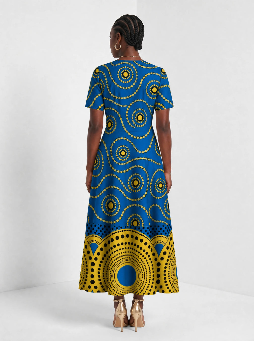 "Sitara" Short Sleeve Maxi Dress — back view on model