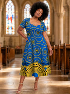 "Sitara" Sweetheart Midi Dress — on model inside a church