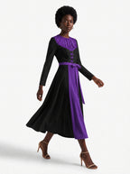 "Sorceress" Long Sleeve Midaxi Dress — walking, three-quarter view on model
