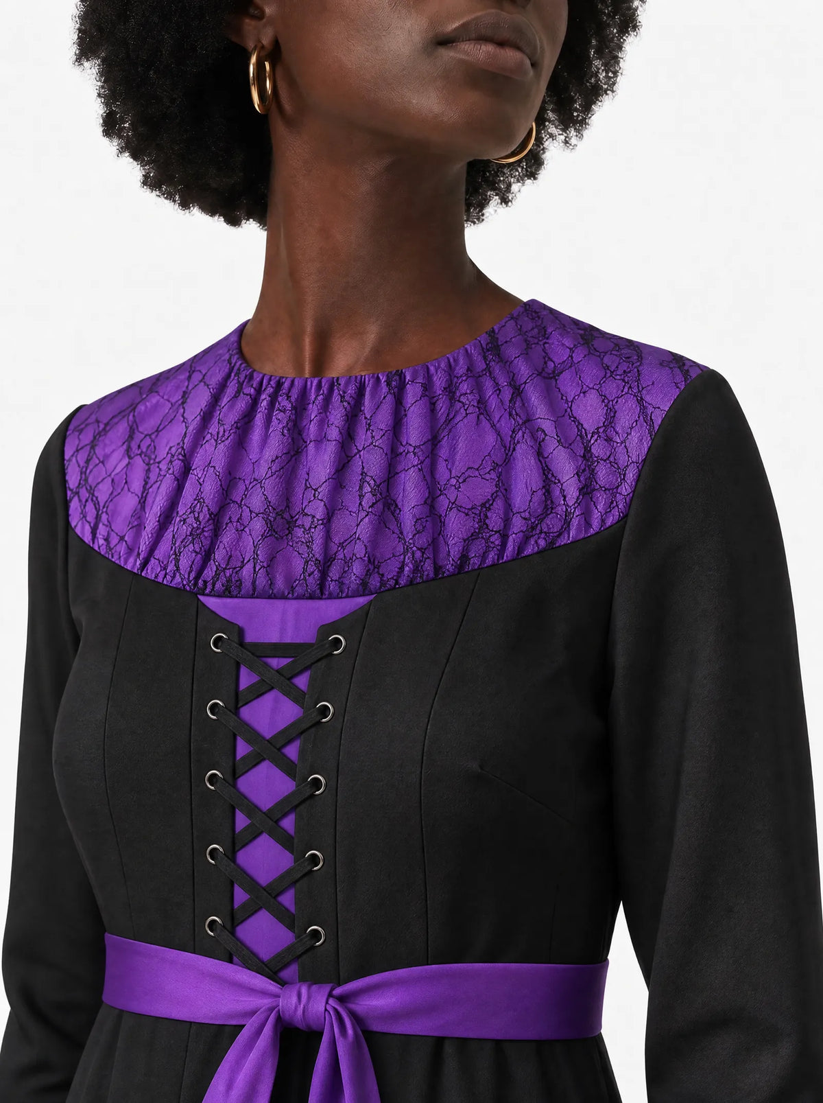 "Sorceress" Long Sleeve Midaxi Dress — three-quarter view on model