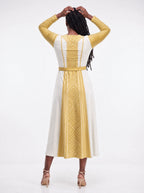 "Sphinx" Long Sleeve Midaxi Dress — back view on model