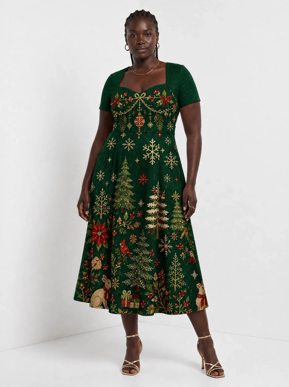 "Sungura" Sweetheart Midi Dress — front view on model