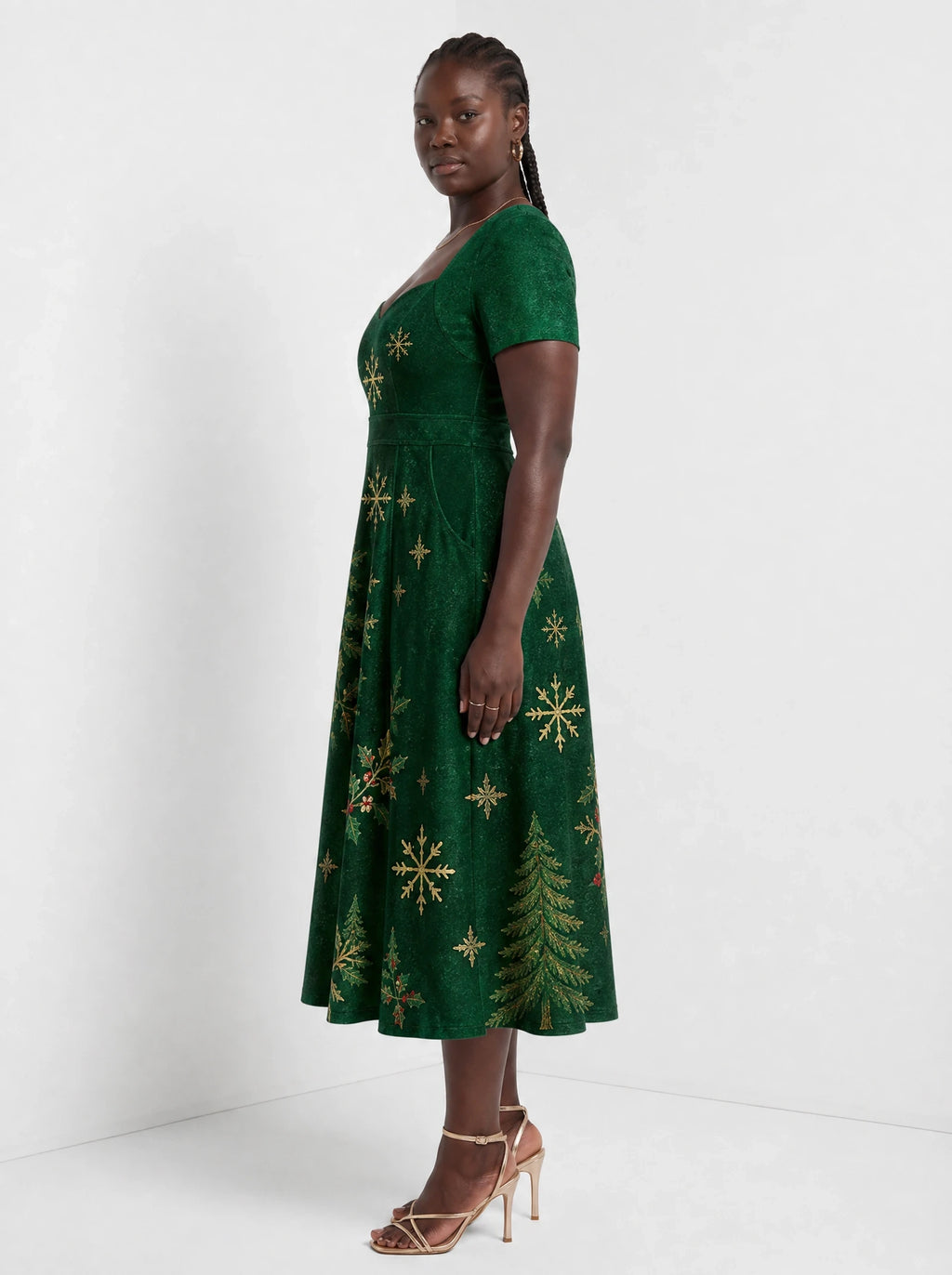 "Sungura" Sweetheart Midi Dress — side view on model