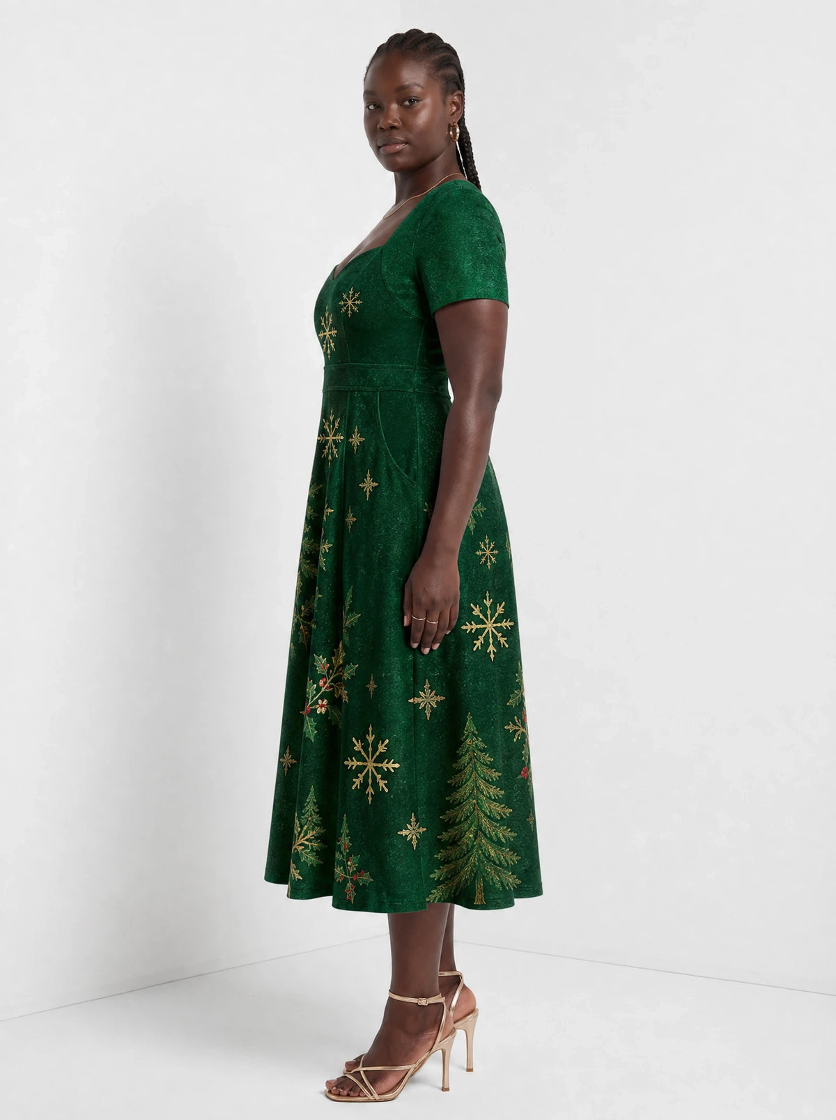 "Sungura" Sweetheart Midi Dress — side view on model