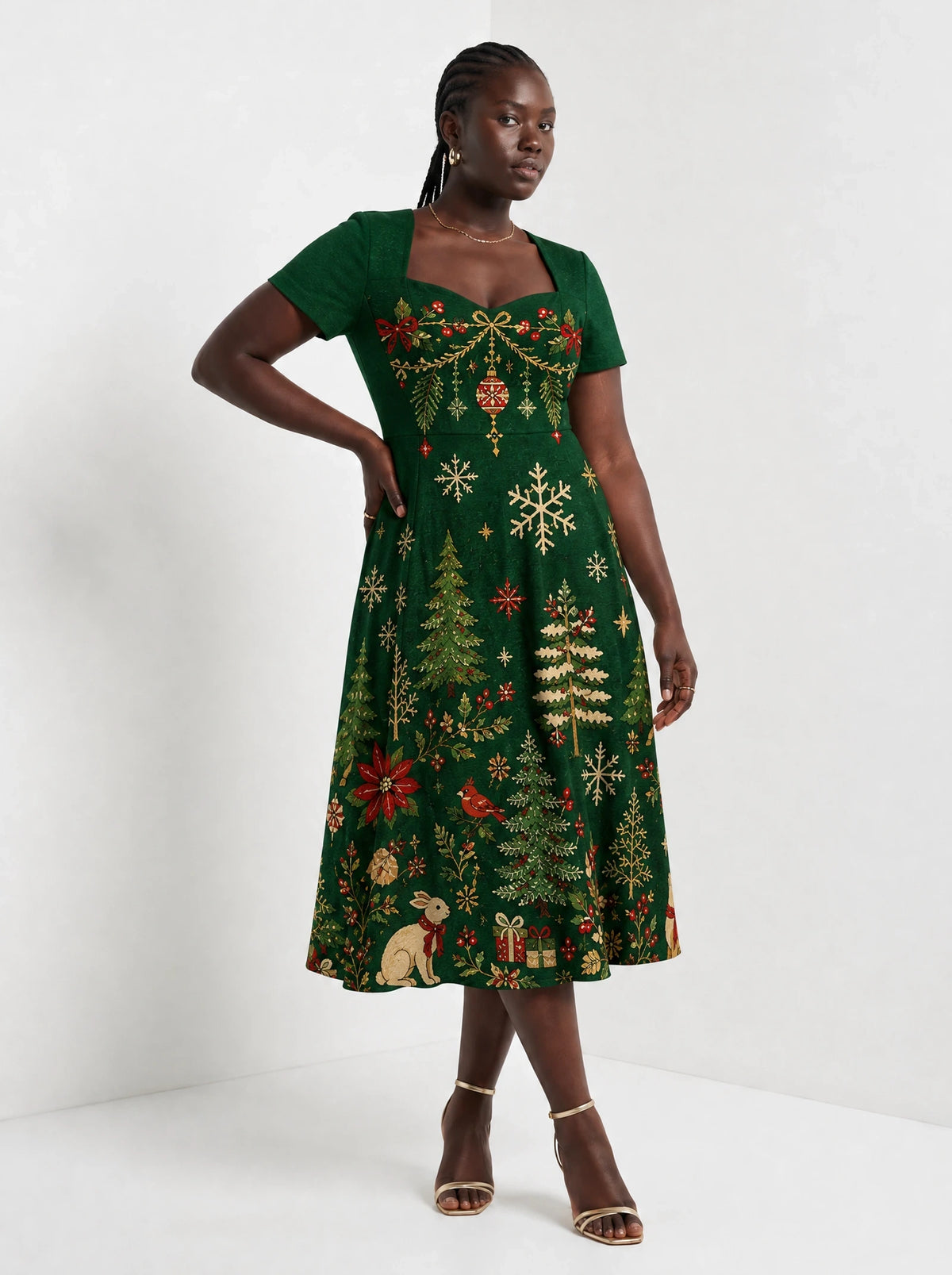"Sungura" Sweetheart Midi Dress — styled on model