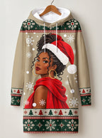 "Sweta" Christmas Hoodie Dress — front flat