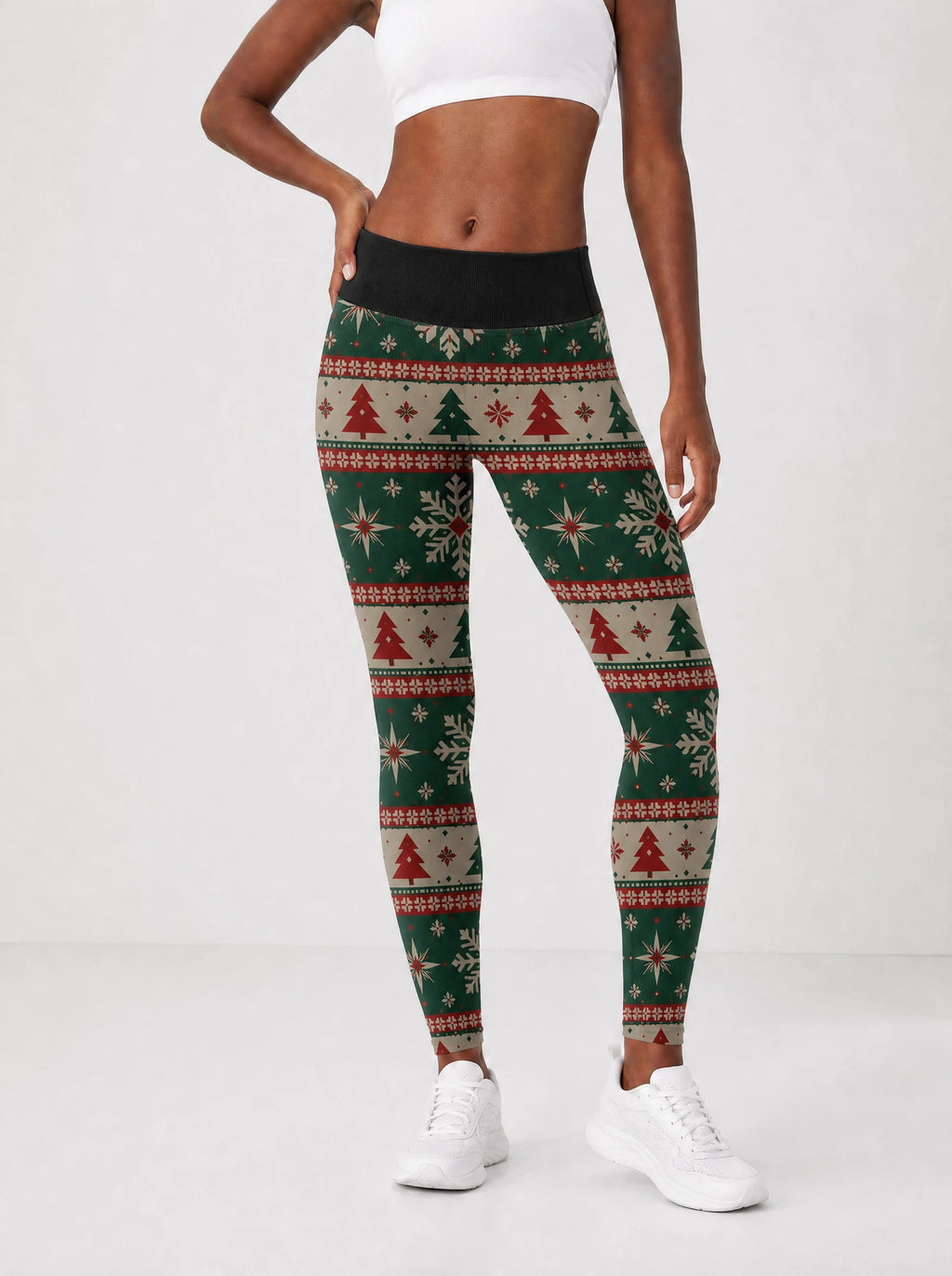 "Sweta" Christmas Leggings — front view on model