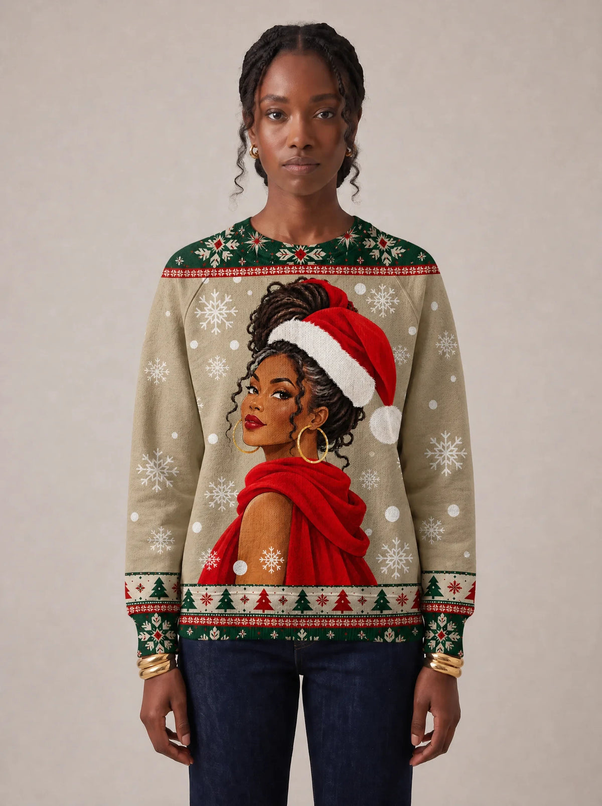 "Sweta" Christmas Sweatshirt — front view on model
