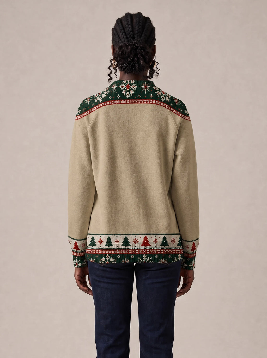 "Sweta" Christmas Sweatshirt — back view on model