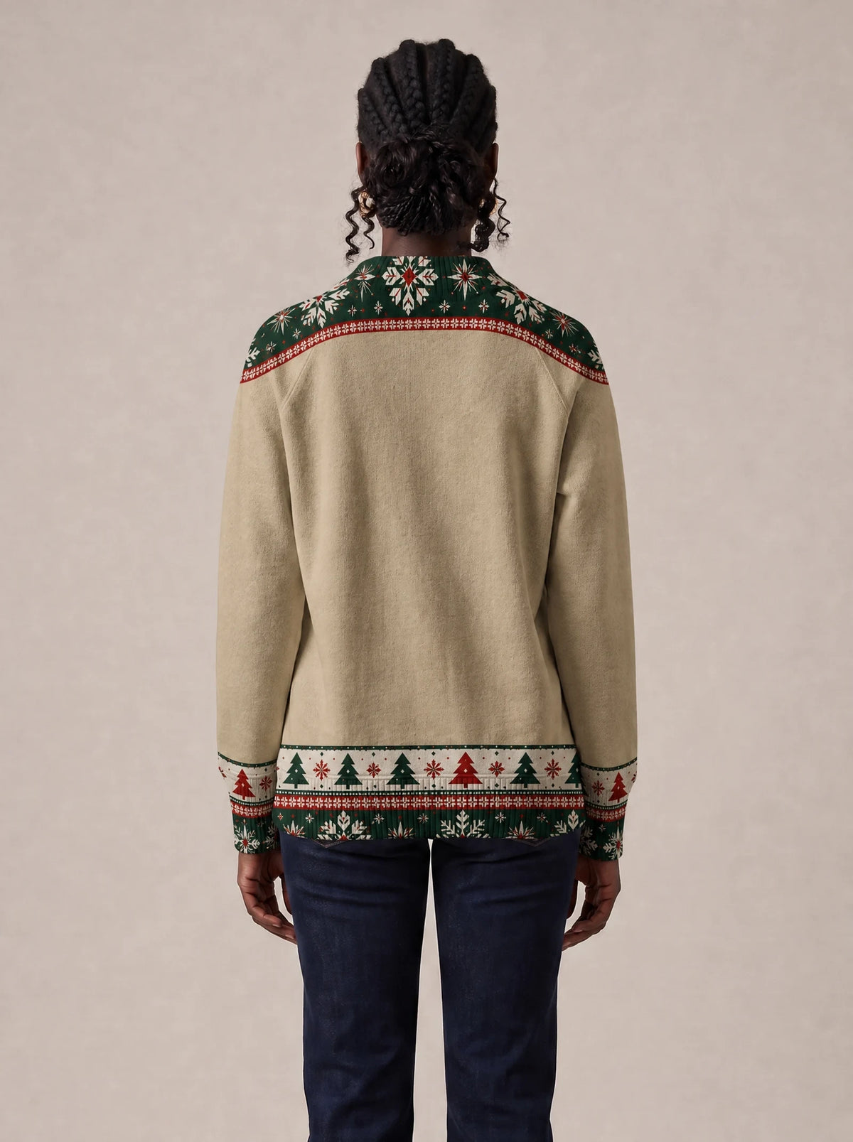 "Sweta" Christmas Sweatshirt — back view on model