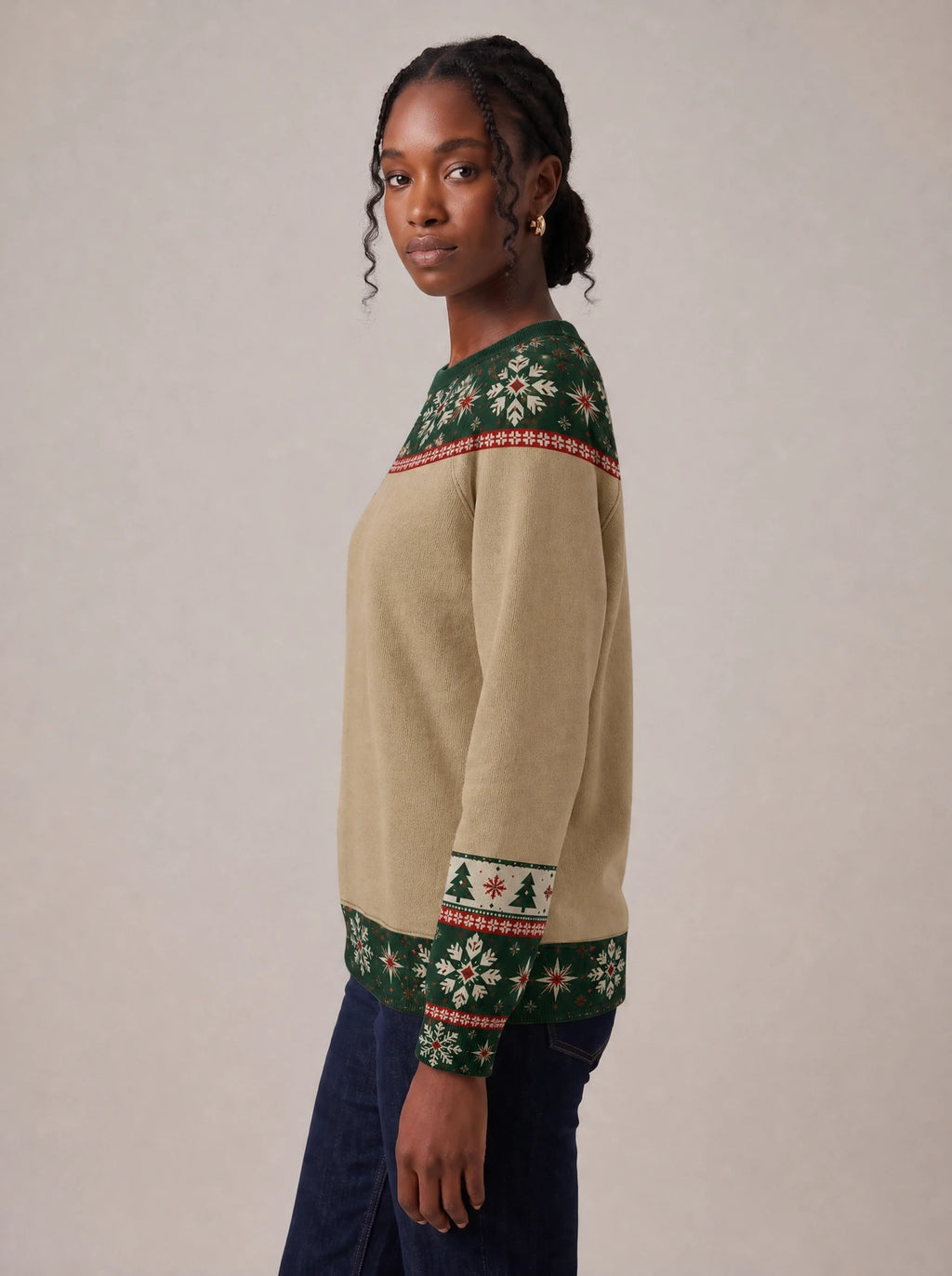 "Sweta" Christmas Sweatshirt — side view on model