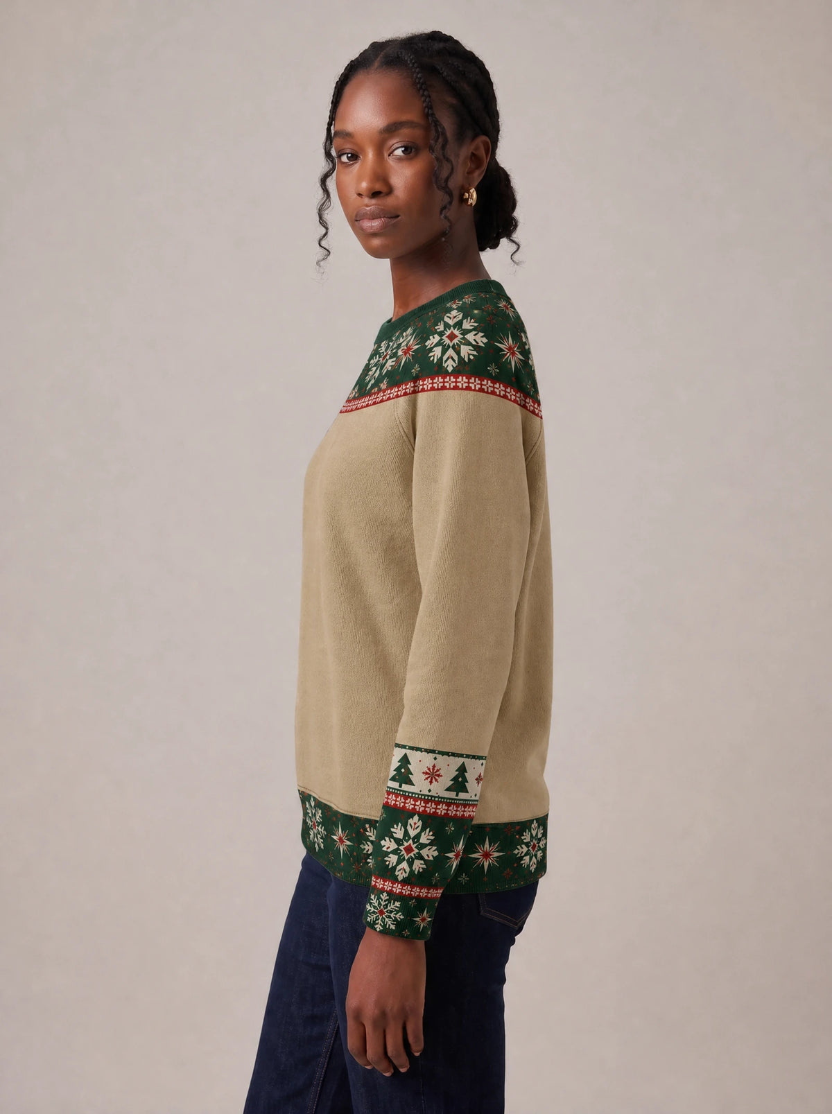 "Sweta" Christmas Sweatshirt — side view on model