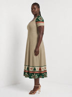 "Sweta" Christmas Sweetheart Midi Dress — side view on model