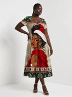 "Sweta" Christmas Sweetheart Midi Dress — styled on model