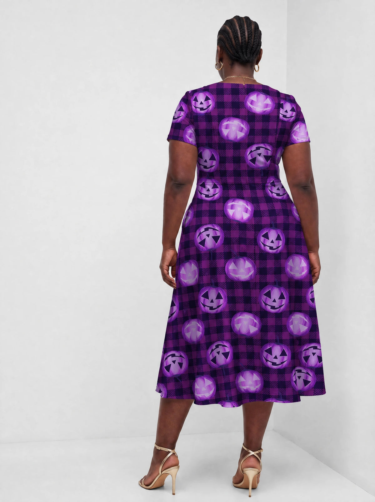 "Tabasamu" Halloween Sweetheart Midi Dress — back view on model