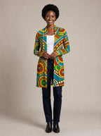 "Taji" Long Cardigan — front view on model