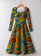 "Taji" Long Sleeve Sweetheart Midi Dress — front view