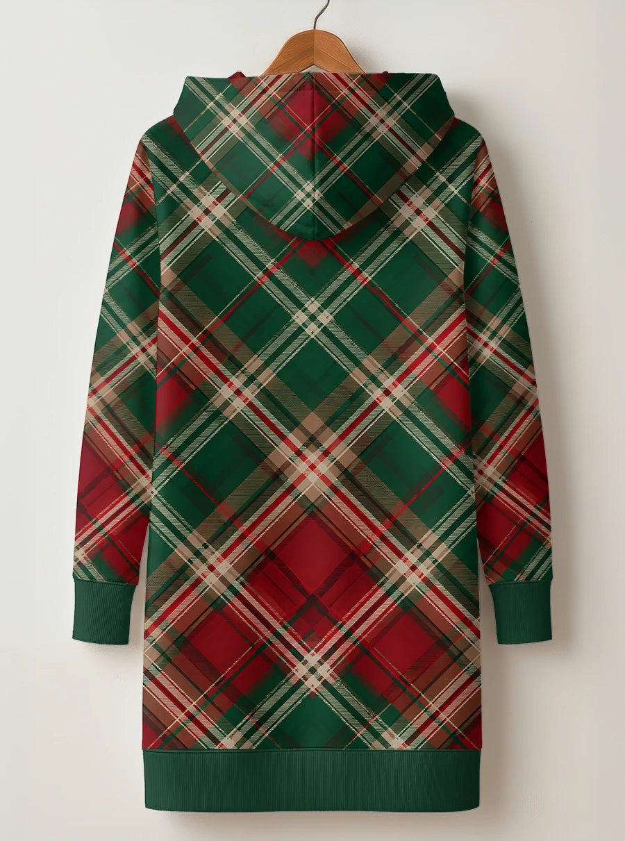 "Tamasha" Christmas Hoodie Dress — back flat