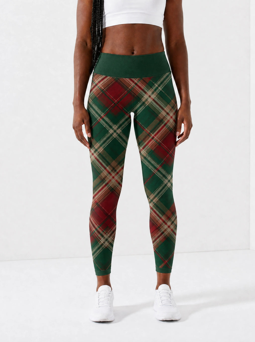 "Tamasha" Christmas Leggings — front view on model