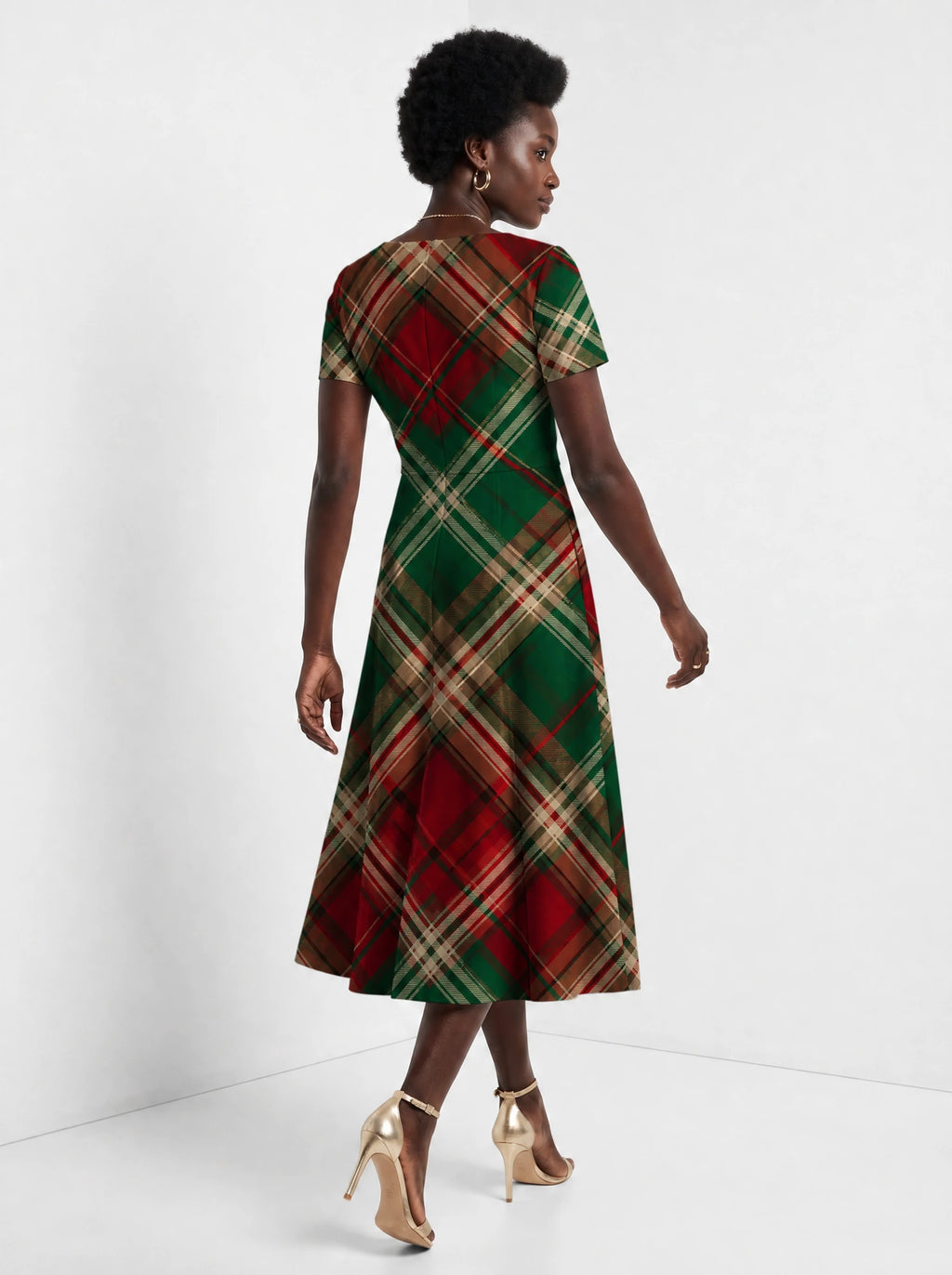 "Tamasha" Christmas Sweetheart Midi Dress — back view on model