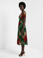 "Tamasha" Christmas Sweetheart Midi Dress — side view on model