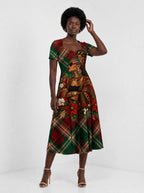 "Tamasha" Christmas Sweetheart Midi Dress — styled on model