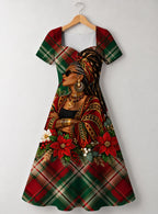 "Tamasha" Christmas Sweetheart Midi Dress — front flat