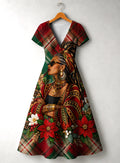 "Tamasha" Christmas V Neck Midi Dress Promo