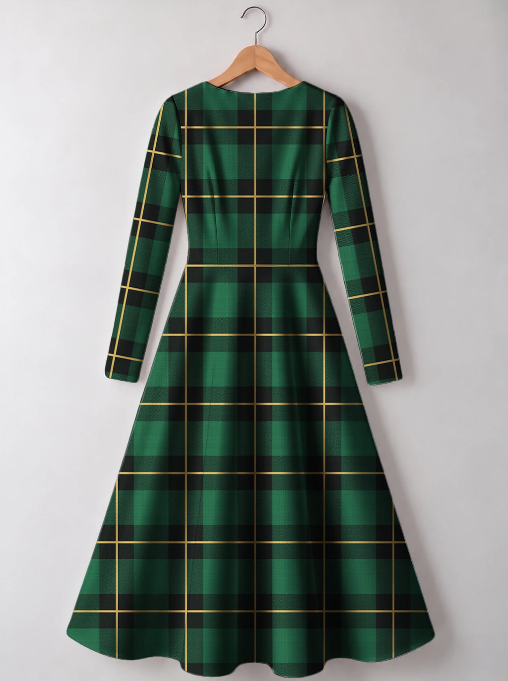 "Tandiko" Long Sleeve Sweetheart Midi Dress — back view